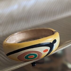 Vintage Metal Enamel Colorful Geometric Bangle Bracelet